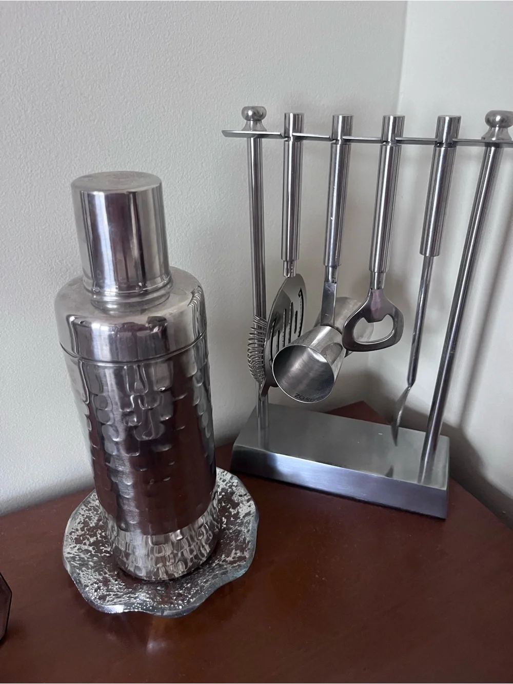 NWOT; never used Stainless Steel Cocktail Shaker with Hammered Finish